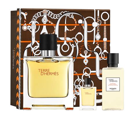 hermes terre d'hermes 3 piece gift set for men|Hermes miniature perfume gift set.